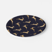 Midnight Navy Gold Hertenpatroon Papieren Bordje (Gekanteld)