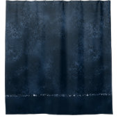 Midnight Navy Romance | Blue Satiny Grunge Damask Douchegordijn (Voorkant)