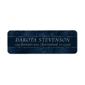 Midnight Navy Romance | Blue Satiny Grunge Damask Etiket (Voorkant)