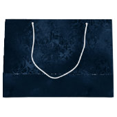 Midnight Navy Romance | Blue Satiny Grunge Damask Groot Cadeauzakje (Voorkant)