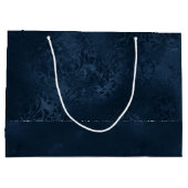 Midnight Navy Romance | Blue Satiny Grunge Damask Groot Cadeauzakje (Achterkant)