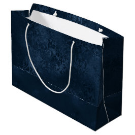 Midnight Navy Romance | Blue Satiny Grunge Damask Groot Cadeauzakje