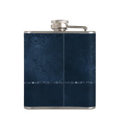 Midnight Navy Romance | Blue Satiny Grunge Damask Heupfles (Achterkant)