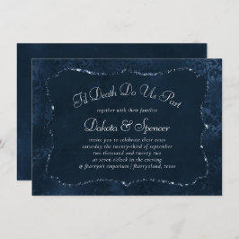 Midnight Navy Romance | Blue Satiny Grunge Damask Kaart