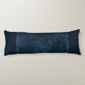 Midnight Navy Romance | Blue Satiny Grunge Damask Lichaamskussen (Achterkant)
