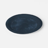 Midnight Navy Romance | Blue Satiny Grunge Damask Papieren Bordje (Gekanteld)