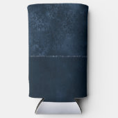 Midnight Navy Romance | Blue Satiny Grunge Damask Seltzer Blikjeskoeler (Voorkant)