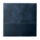 Midnight Navy Romance | Blue Satiny Grunge Damask Tegeltje (Voorkant)