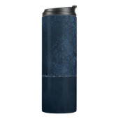 Midnight Navy Romance | Blue Satiny Grunge Damask Thermosbeker (Gedraaid links)