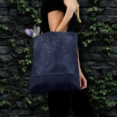 Midnight Navy Romance | Blue Satiny Grunge Damask Tote Bag