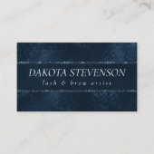 Midnight Navy Romance | Blue Satiny Grunge Damask Visitekaartje (Voorkant)