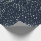 Midnight Navy Sashiko Patchwork Cadeaupapier (Hoek)