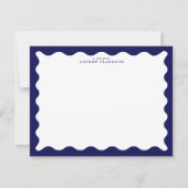 Midnight Navy Wavy Frame Note Card Kaart (Voorkant)