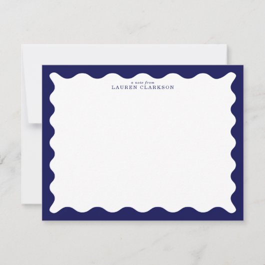 Midnight Navy Wavy Frame Note Card Kaart (Voorkant)