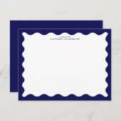Midnight Navy Wavy Frame Note Card Kaart (Voorkant / Achterkant)