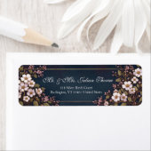 Midnight Navy White Botanical Frame Etiket (Insitu)