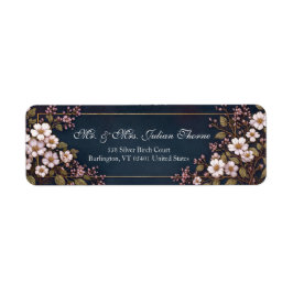 Midnight Navy White Botanical Frame Etiket