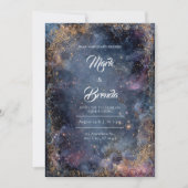 Midnight Nebula Gold Wedding Kaart (Voorkant)