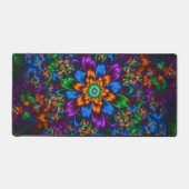 Midnight Neon Garden Fractal Bloom Bureaumat (Voorkant)