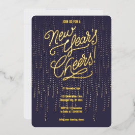 Midnight New Years Cheers Folie Invitation Folie Uitnodiging