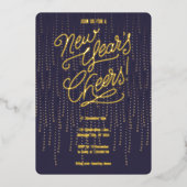 Midnight New Years Cheers Folie Invitation Uitnodiging (Voorkant)