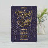 Midnight New Years Cheers Folie Invitation Uitnodiging (Staand Voorkant)