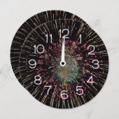 Midnight New Years Eve Clock On Fireworks Kaart (Voorkant / Achterkant)