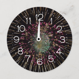 Midnight New Years Eve Clock On Fireworks  Kaart