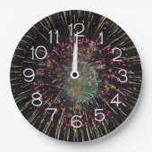 Midnight New Years Eve Clock On Fireworks Papieren Bordje (Voorkant)