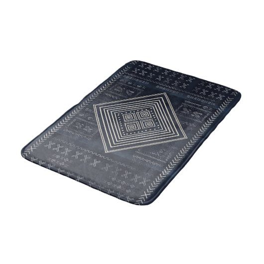 Midnight Nomad Diamond - Indigo Mudcloth Kunst Badmat (Gekanteld)