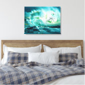 Midnight Ocean Unicorn Uitgerekt Canvas Print (Insitu (Slaapkamer))