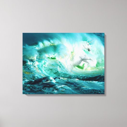 Midnight Ocean Unicorn Uitgerekt Canvas Print (Voorkant)