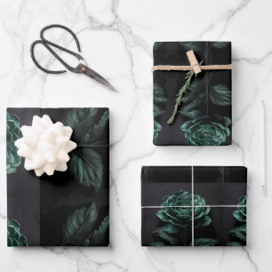 Midnight Oerwoud Black Flower Power Inpakpapier Vel