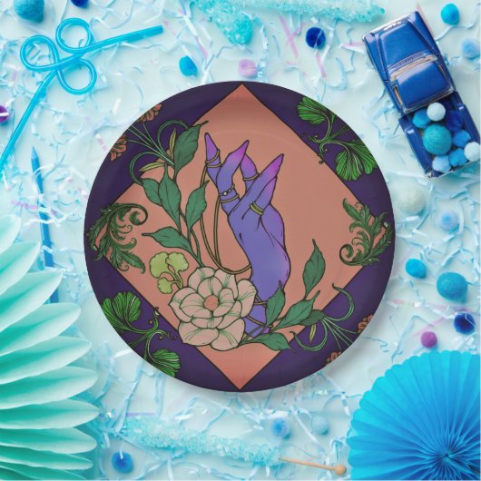 “Midnight Offering” – Botanical Hand & Bloom Papieren Bordje (Feest)