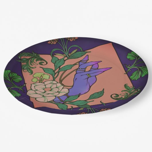 “Midnight Offering” – Botanical Hand & Bloom  Papieren Bordje (Gekanteld)