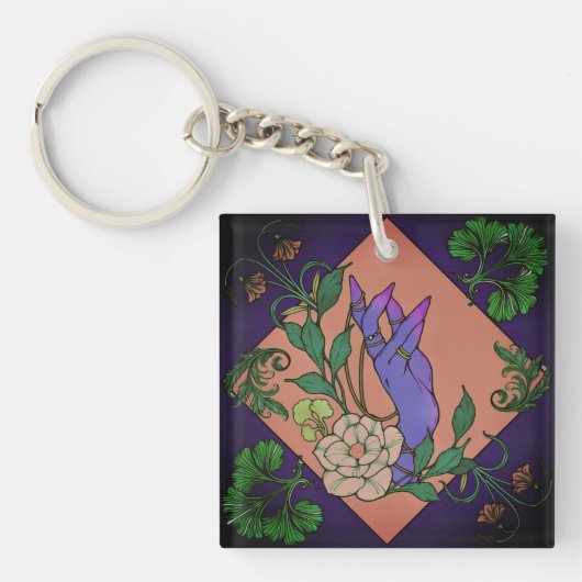 “Midnight Offering” – Botanical Hand & Bloom Sleutelhanger (voorkant)