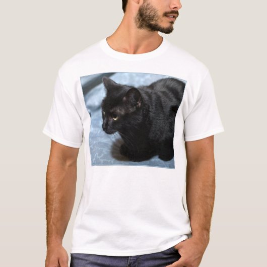Midnight on Blue (Black Cat) T-shirt (Voorkant)