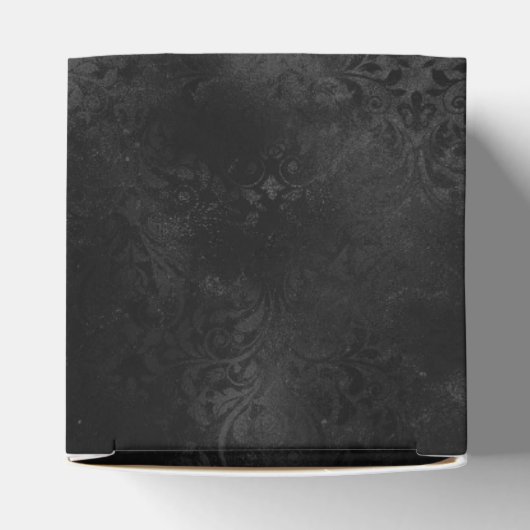 Midnight Onyx Romance | Black Satiny Grunge Damask Bedankdoosjes (Bovenkant)