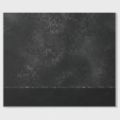 Midnight Onyx Romance | Black Satiny Grunge Damask Cadeaupapier (Vlak)