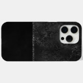 Midnight Onyx Romance | Black Satiny Grunge Damask Case-Mate iPhone Case (Achterkant (horizontaal))