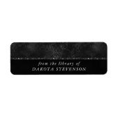 Midnight Onyx Romance | Black Satiny Grunge Damask Etiket (Voorkant)