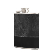 Midnight Onyx Romance | Black Satiny Grunge Damask Heupfles (Links)