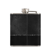 Midnight Onyx Romance | Black Satiny Grunge Damask Heupfles (Achterkant)