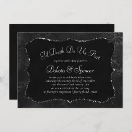 Midnight Onyx Romance | Black Satiny Grunge Damask Kaart
