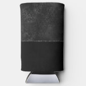 Midnight Onyx Romance | Black Satiny Grunge Damask Seltzer Blikjeskoeler (Voorkant)