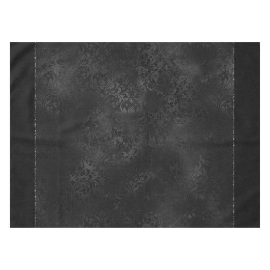 Midnight Onyx Romance | Black Satiny Grunge Damask Tafelkleed (Voorkant (Horizontaal))