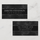 Midnight Onyx Romance | Black Satiny Grunge Damask Visitekaartje (Voorkant / Achterkant)