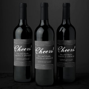 Midnight Onyx Romance   Black Satiny Grunge Damask Wijn Etiket