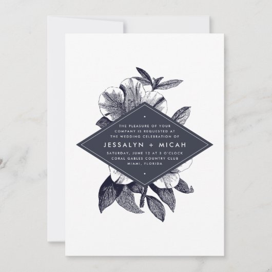 Midnight Orchid bruiloft uitnodiging (Voorkant)