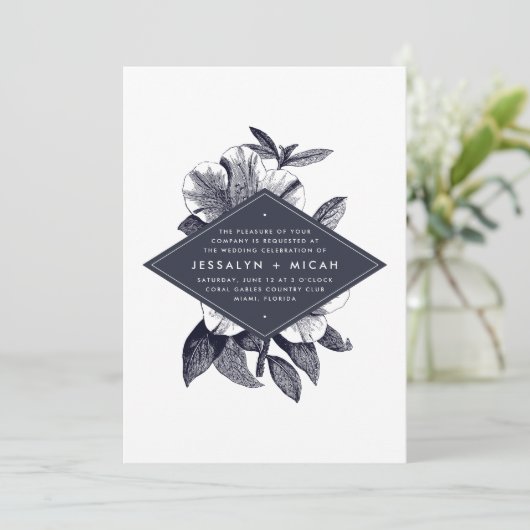 Midnight Orchid bruiloft uitnodiging (Staand voorkant)